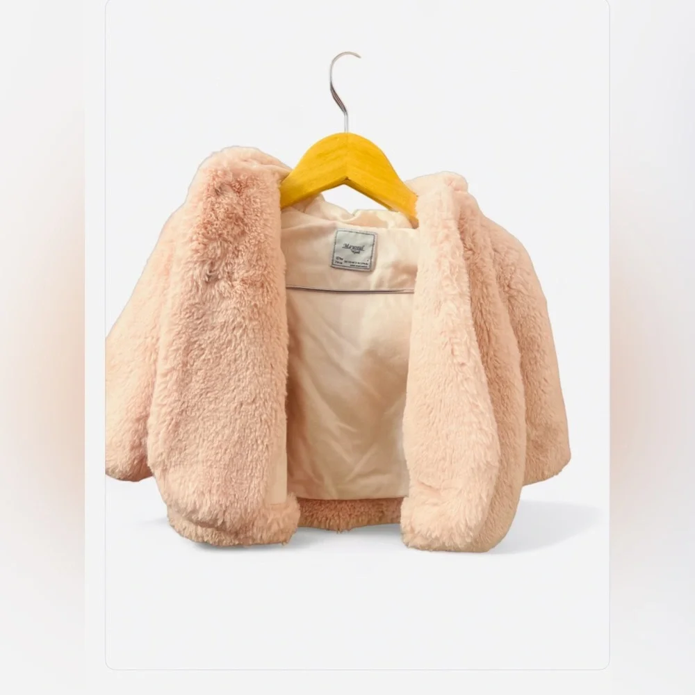Mayoral faux fur hooded coat for baby girls - Picture 4 of 10